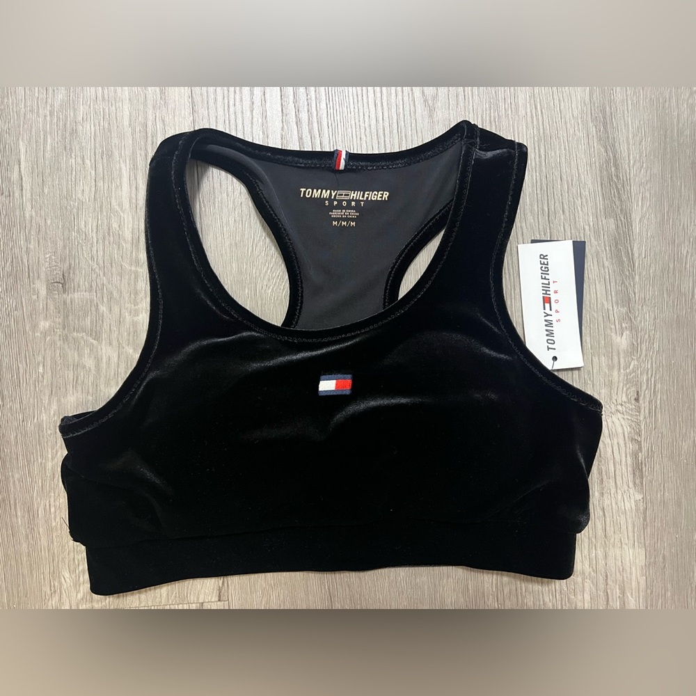 Tommy Hilfiger Black Sports Bra Racerback Design